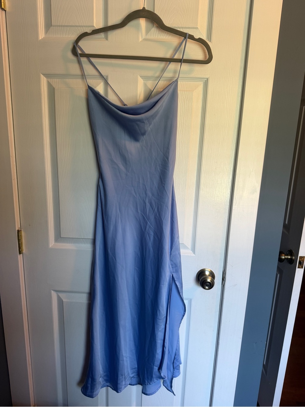 Astr Periwinkle Cowl Neck Slip Midi Dress